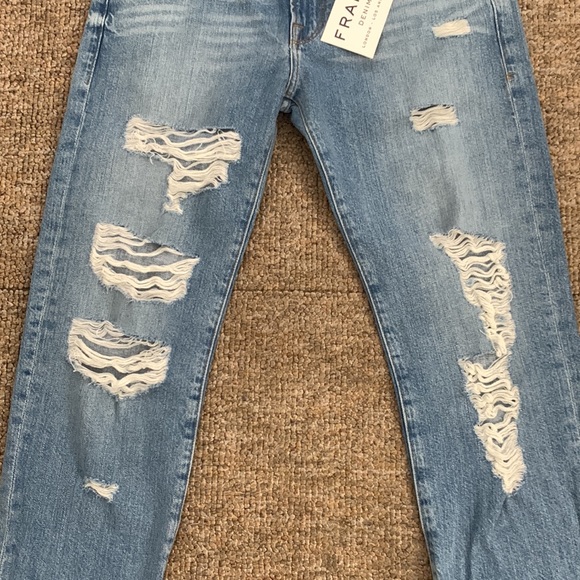 Frame Denim Women's Blue Le Grand Garçon Jeans Size 24 Distressed Light Wash - Picture 2 of 6